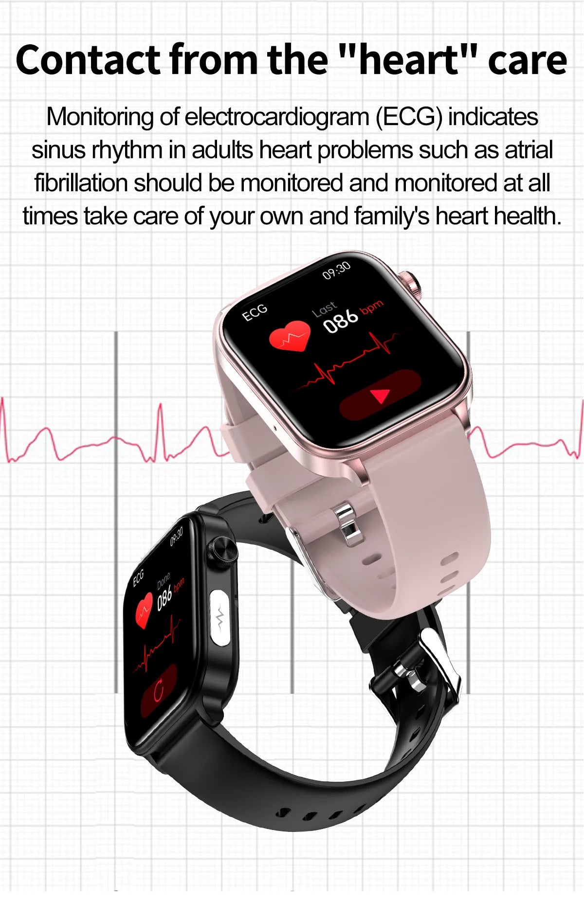 2024 New Blood Lipids Uric Acid Blood Glucose Smart Watch Men ECG+PPG Fitness Tracker Clock Heart Rate Bluetooth call Smartwatch