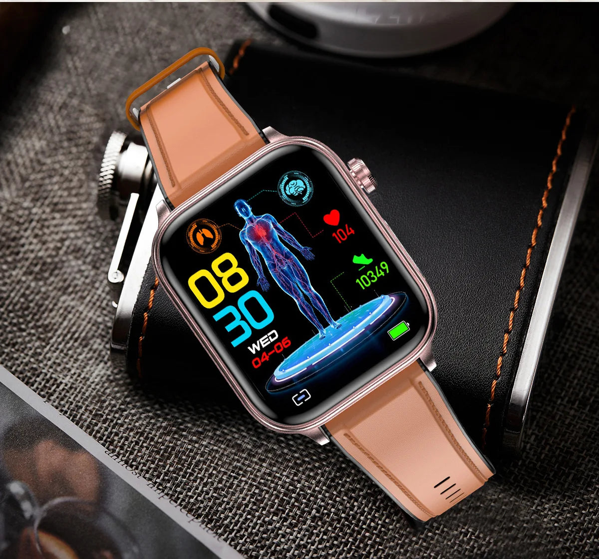 2024 New Blood Analysis ECG+PPG Non-Invasive Blood Glucose Smartwatch Men HD Bluetooth Call Heart Rate Blood Pressure SmartWatch