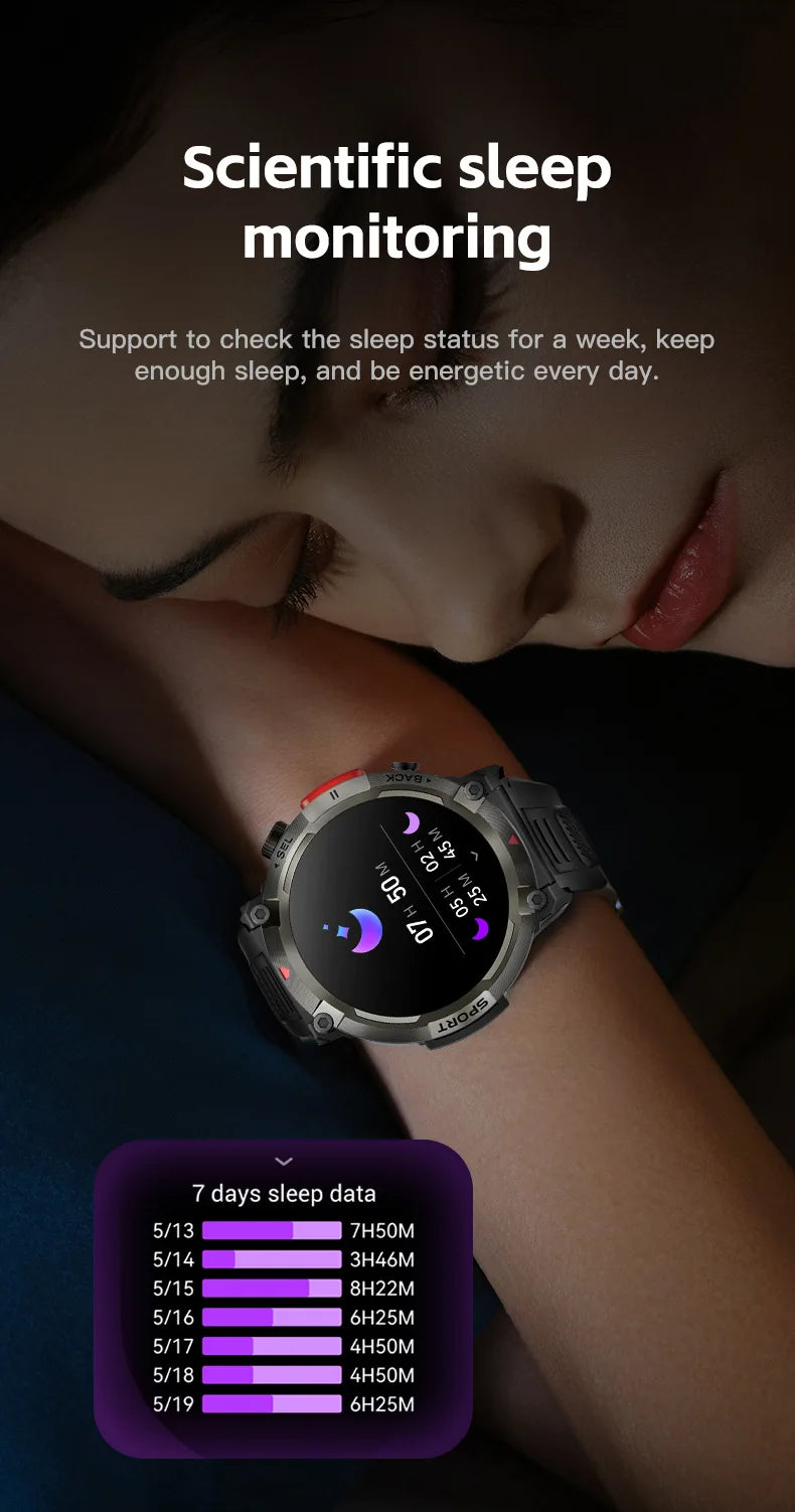 2024 New Smartwatch with Illuminated Flashlight Bluetooth Phone APP Download Waterproof Sports Watch for Men for Xiaomi Huawei