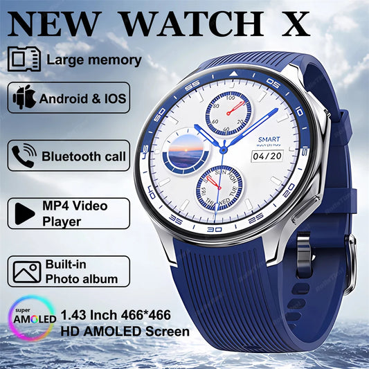 2024 New Smart Watch Men 4G Memory Music MP4 Video Bluetooth Call TWS Earphones IP68 Waterproof Smartwatch Men For OPPO Watch X