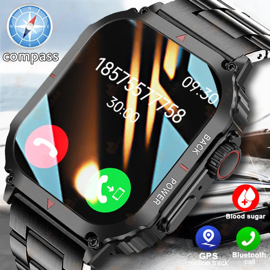 2024 New Compass Smart Watch Men 360*385 IPS Screen Body temperature Heart rate BT Call IP68 Waterproof Smartwatch For Android