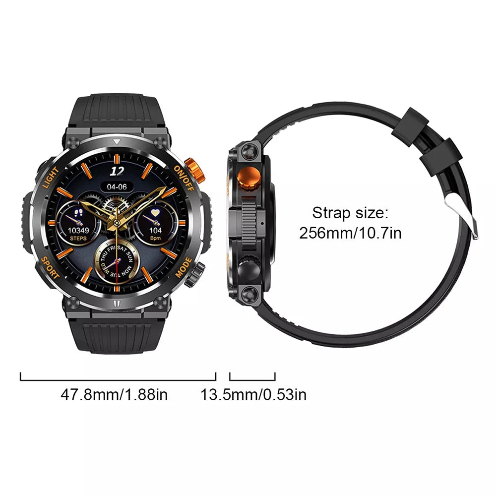 Smart Watch Men With LED Lighting Compass Sports Fitness Tracker Watch IP67 Waterproof Bluetooth Talk SmartWatch 2024