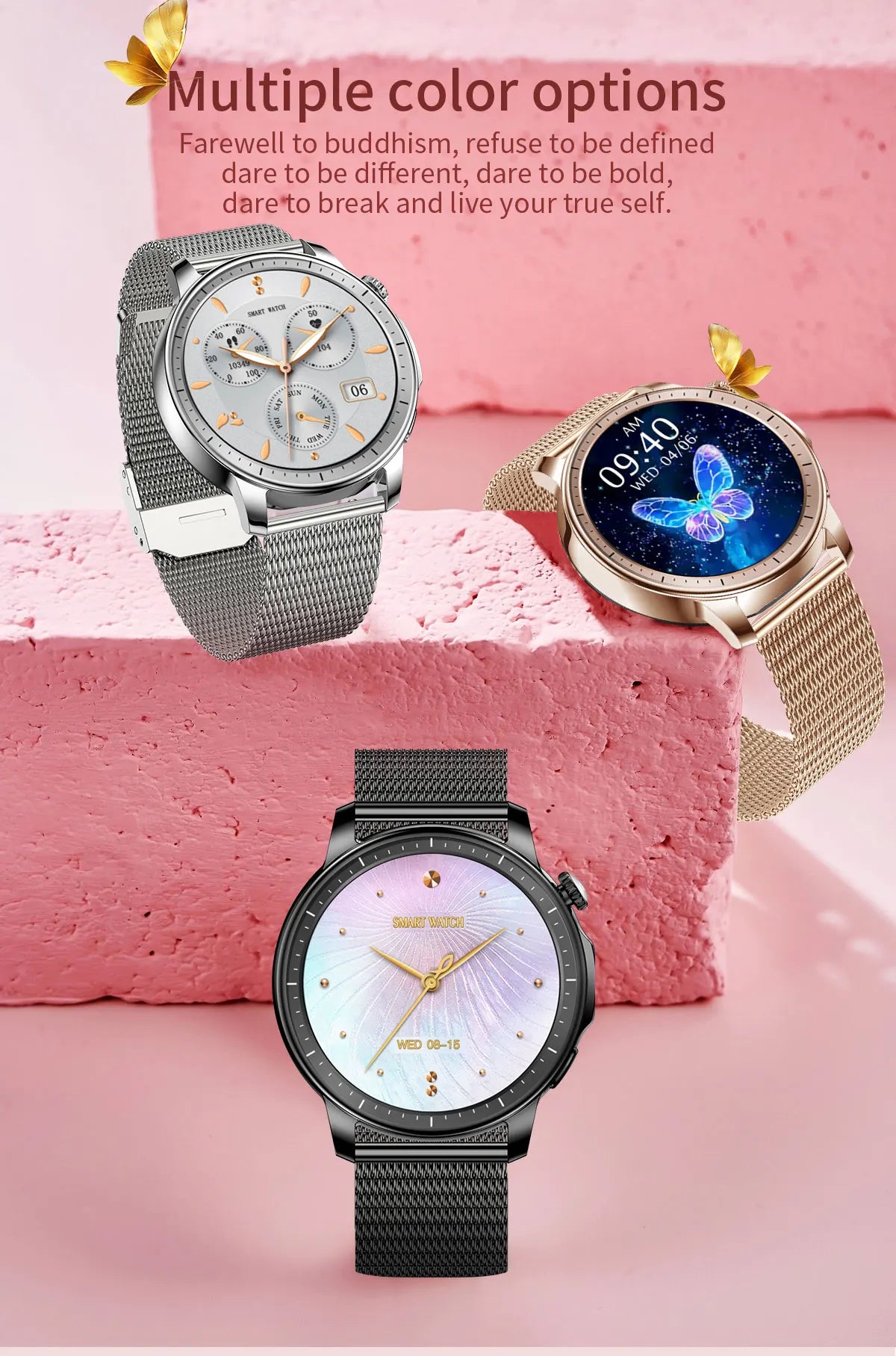 2024 New Fashion Smart Watch Women AMOLED HD Screen Sports Tracker Health Monitoring IP67 Waterproof Bluetooth Call smart watchs