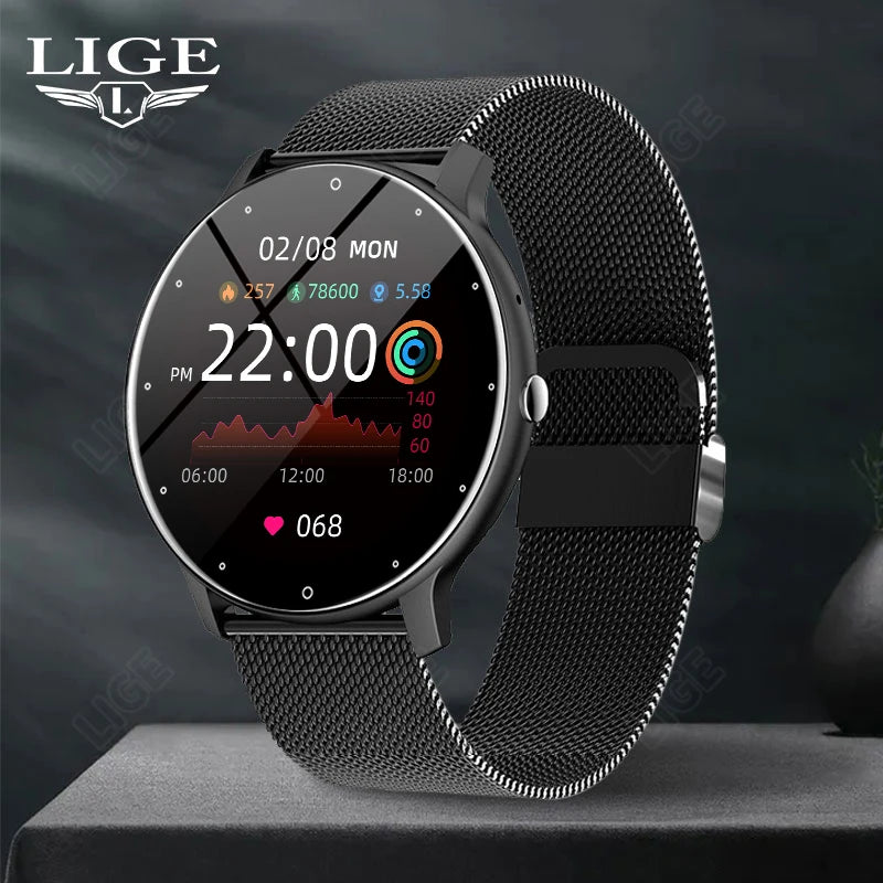 LIGE 2024 New Men Smart Watch Real-time Activity Tracker Heart Rate Monitor Sports Women Smart Watch Men Clock For Android IOS