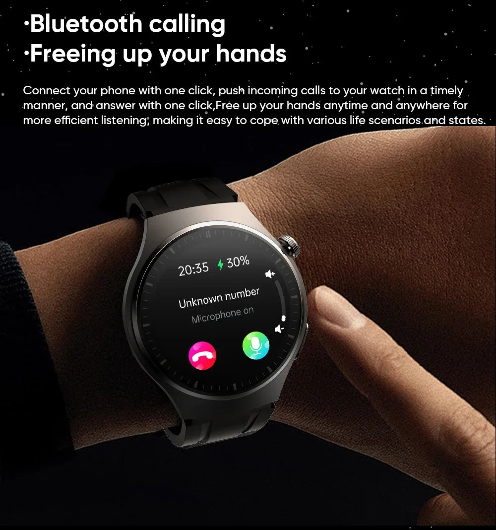 2024 New Medical Grade Men Smart Watch Heart Rate Blood Sugar Sleep Detection AMOLED HD Screen Sports Tracker BT Call smartwatch