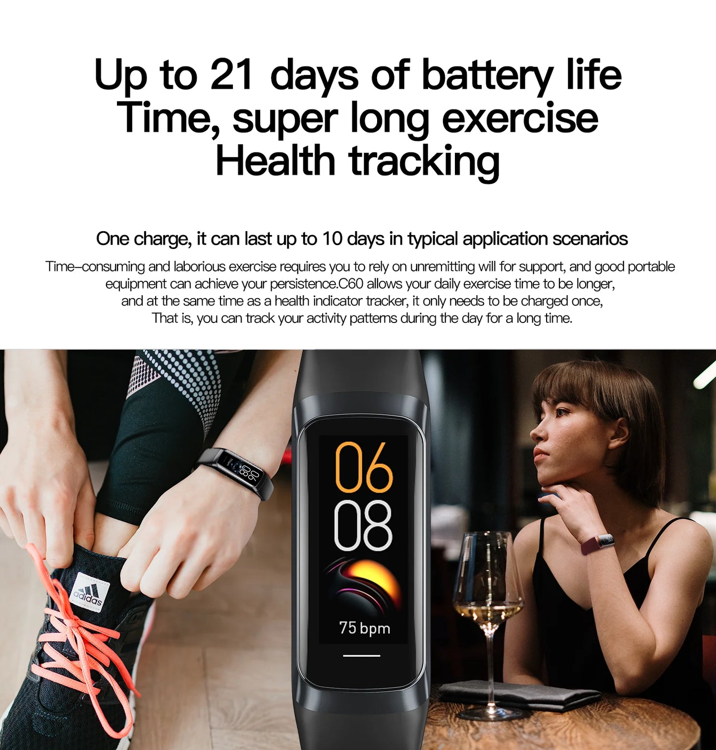 2024 New C60 AMOLED Smart Watch For Man Woman Heart Rate Sport Fitness Tracker 1.1inch SmartBand Bluetooth Call Fashion Bracelet