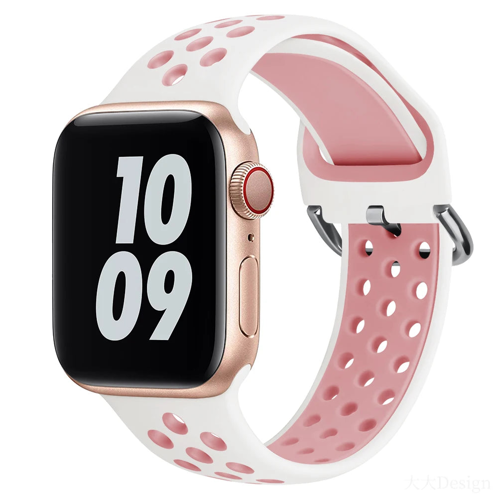 Silicone strap For Apple Watch Band 49mm 45mm 41mm 44mm 40mm 42mm38mm Sports Breathable Bracelet For iWatch Ultra 8 7 6 5 4 3 SE