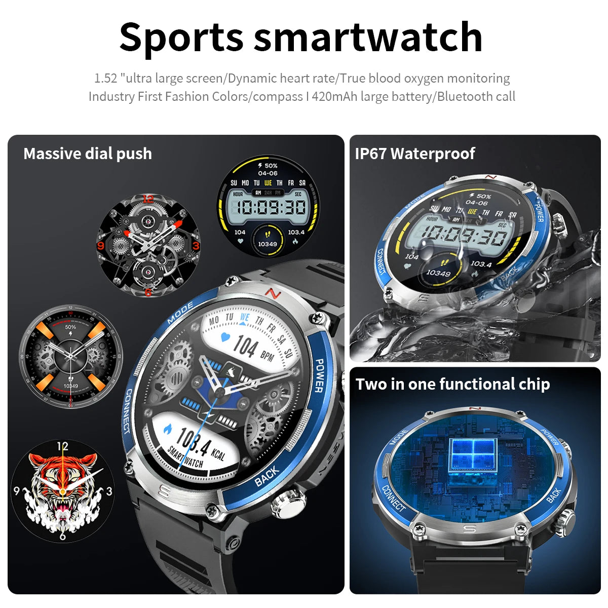 LIGE 2024 Bluetooth Call Fitness Smartwatch for Android, iOS Sport Watches Men Women Smart Watch with Health Monitoring/Compass