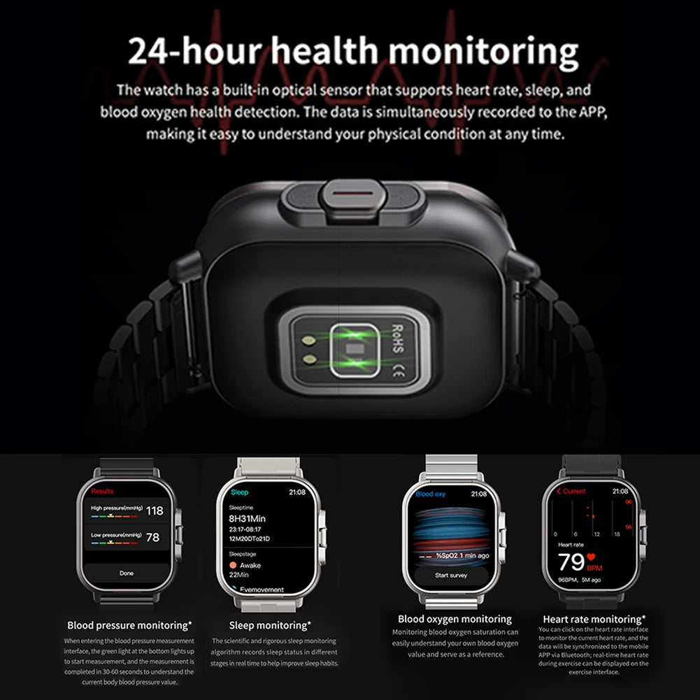 2024 NEW D8 2 In 1 Smart Watch With Earbuds With 2” Touchscreen Payment Function Heart Rate Blood Pressure Monitor For Men Women