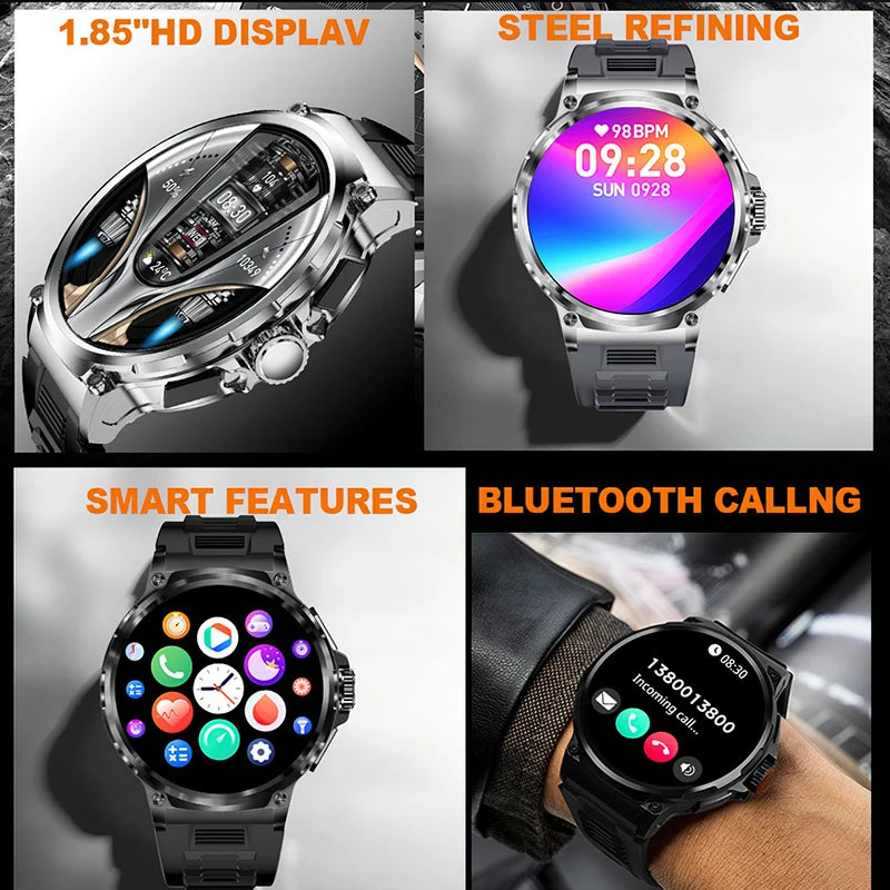 2024 New 1.85 inch Smart Watch Men IP68 Waterproof Sports 400+Dial Watch 710 mAh Bluetooth Call Smartwatch Man For Huawei Xiaom