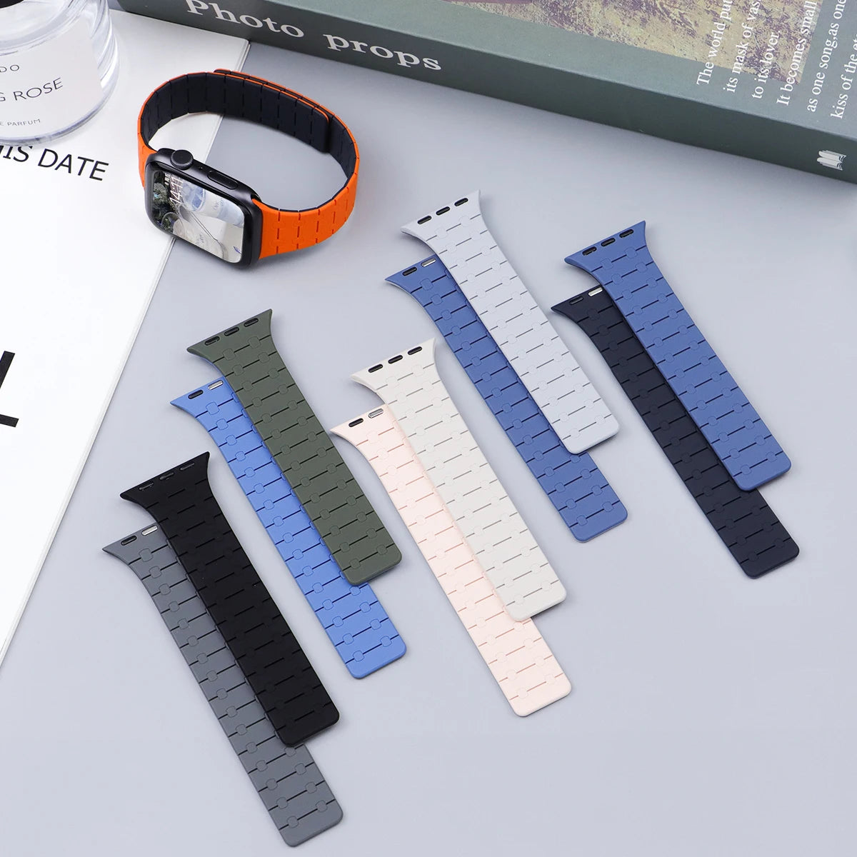 Silicone Magnetic Strap for Apple Watch Band Ultra 2 49mm 44mm 40mm 42mm 41mm 45mm Bracelet IWatch Series 9 8 7 6 SE 5 4 Correa