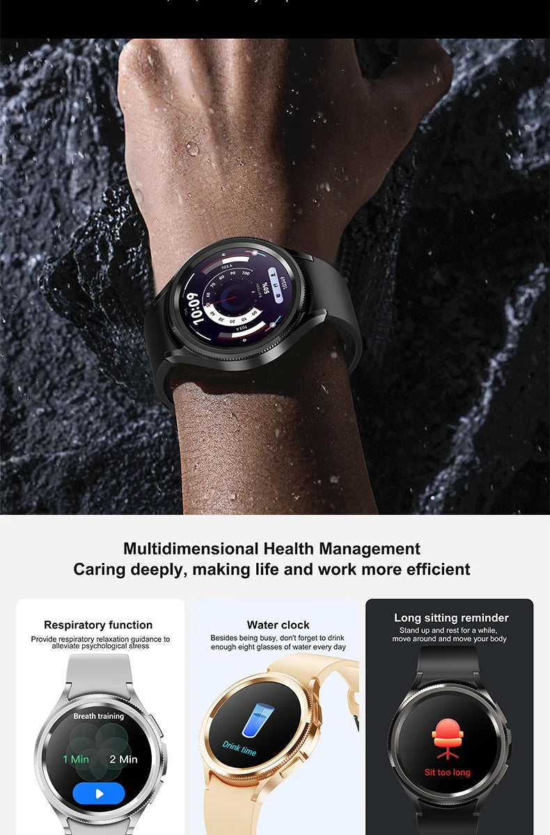 2024 New For Samsung Galaxy Watch 6 Classic Smart Watch Women Men Sports Fitness Health Waterproof Bluetooth Call Smartwatch