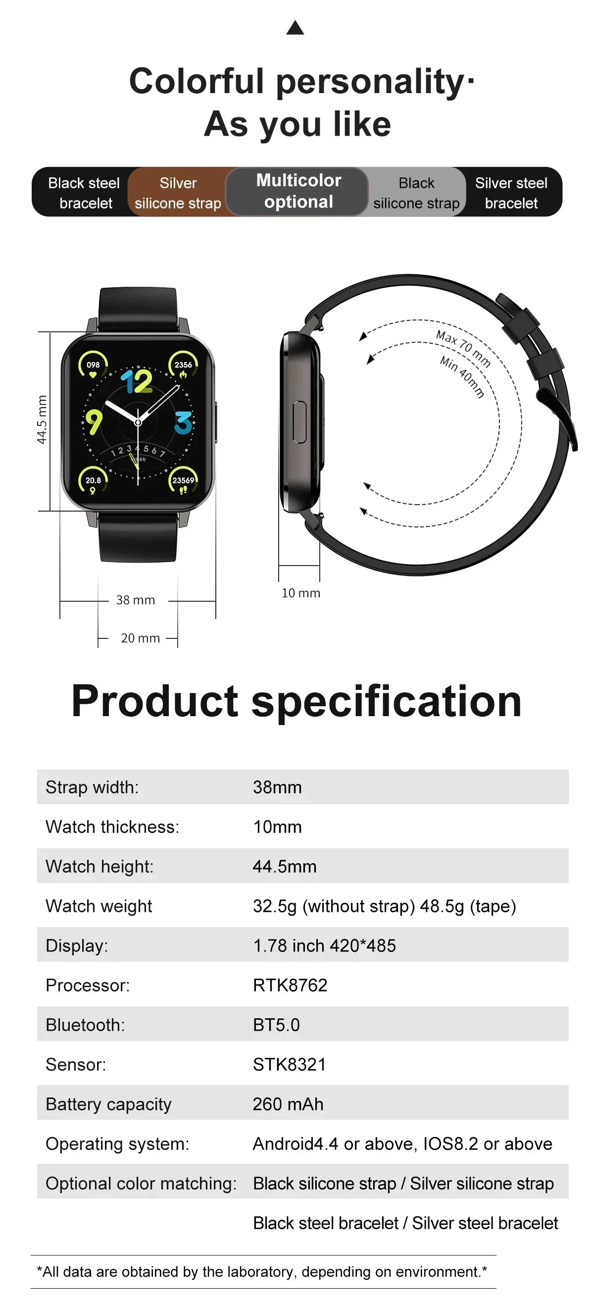 Zordai DTX 2024 New Smart Watch Men IP68 Waterproof Sport Bracelet Fitness Track 1.78 inch Smartwatch For Men Women For XIAOMI