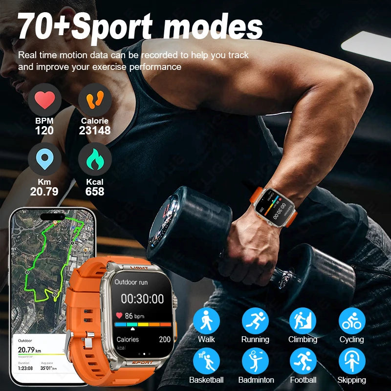 2024 For Xiaomi 1.91 " HD Screen Smart Watch Men Bluetooth Call Tracker Watch Blood Pressure Heart Rate Monitor Sport Smartwatch