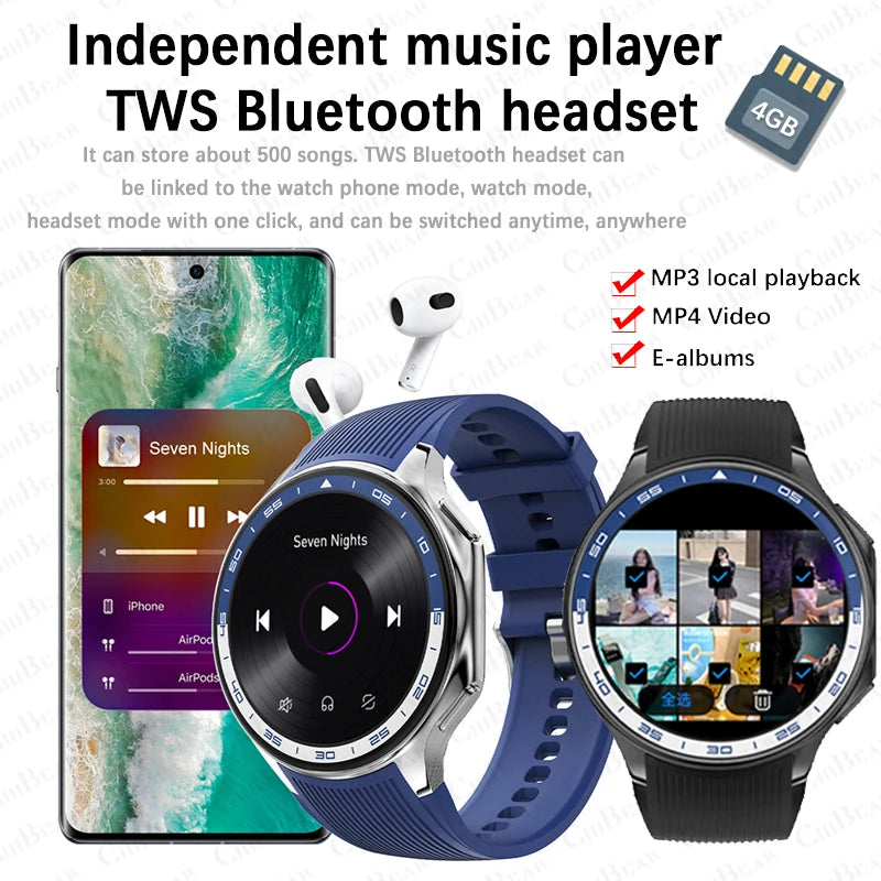 2024 New For OPPO Watch X Smart Watch Men 4G Memory MP4 Music Video 3D Bluetooth Call SmartWatches For HUAWEI IOS TWS Earphones