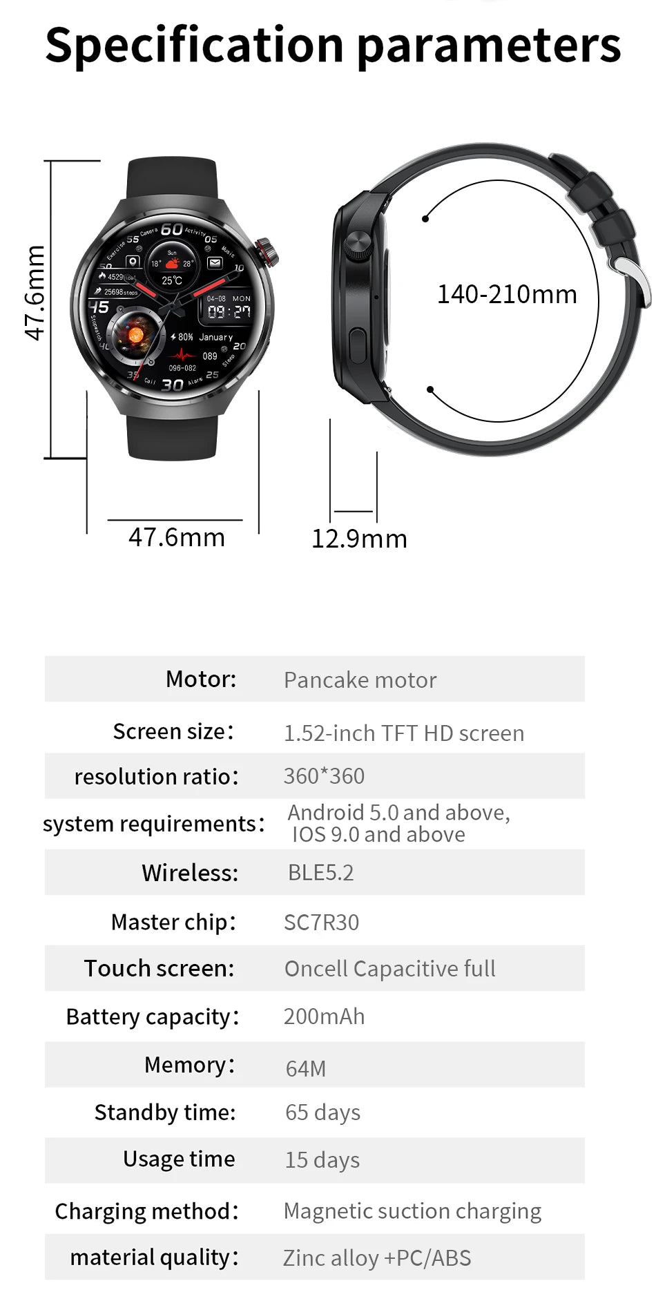 LIGE NFC Smart Watch Men 1.52 inch AMOLED Screen Wireless Call Health Monitor Waterproof Watch Sports Smartwatch 2024 For Huawei