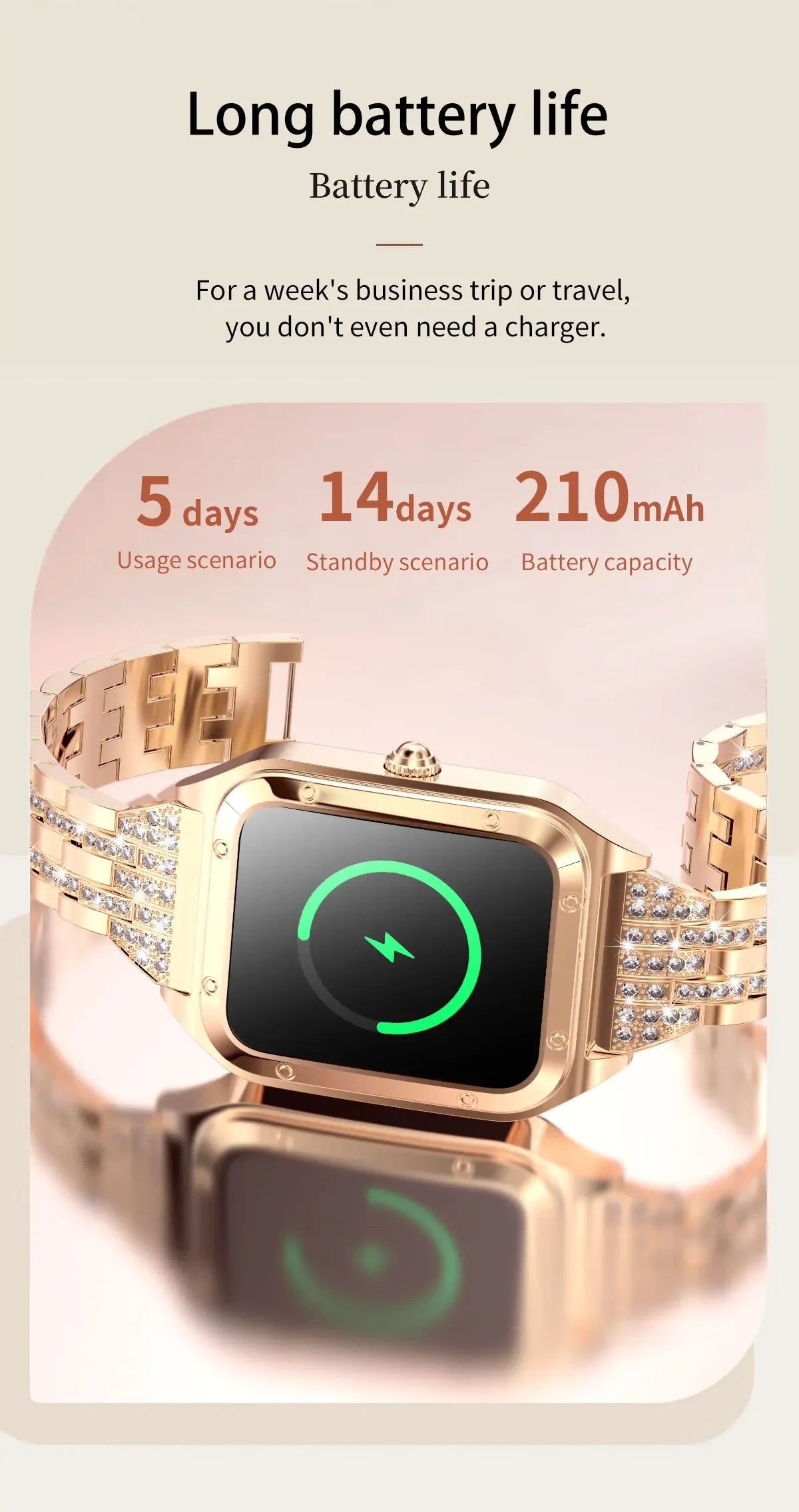 2024 New Lady Fashion Smart Watch Women AMOLED HD Screen GPS Heart Rate Bluetooth Call Waterproof Outdoor SmartWatch For Xiaomi