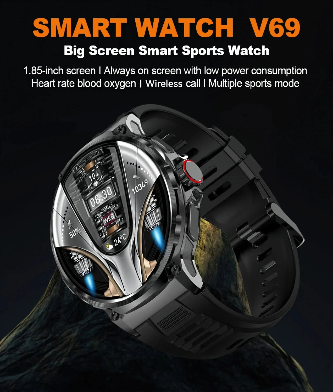 2024 New Men Smartwatch 710mAh Big Battery Health Watch Tracking 1.85 Inch Bluetooth Call Music Smart Watch Men for Android iOS