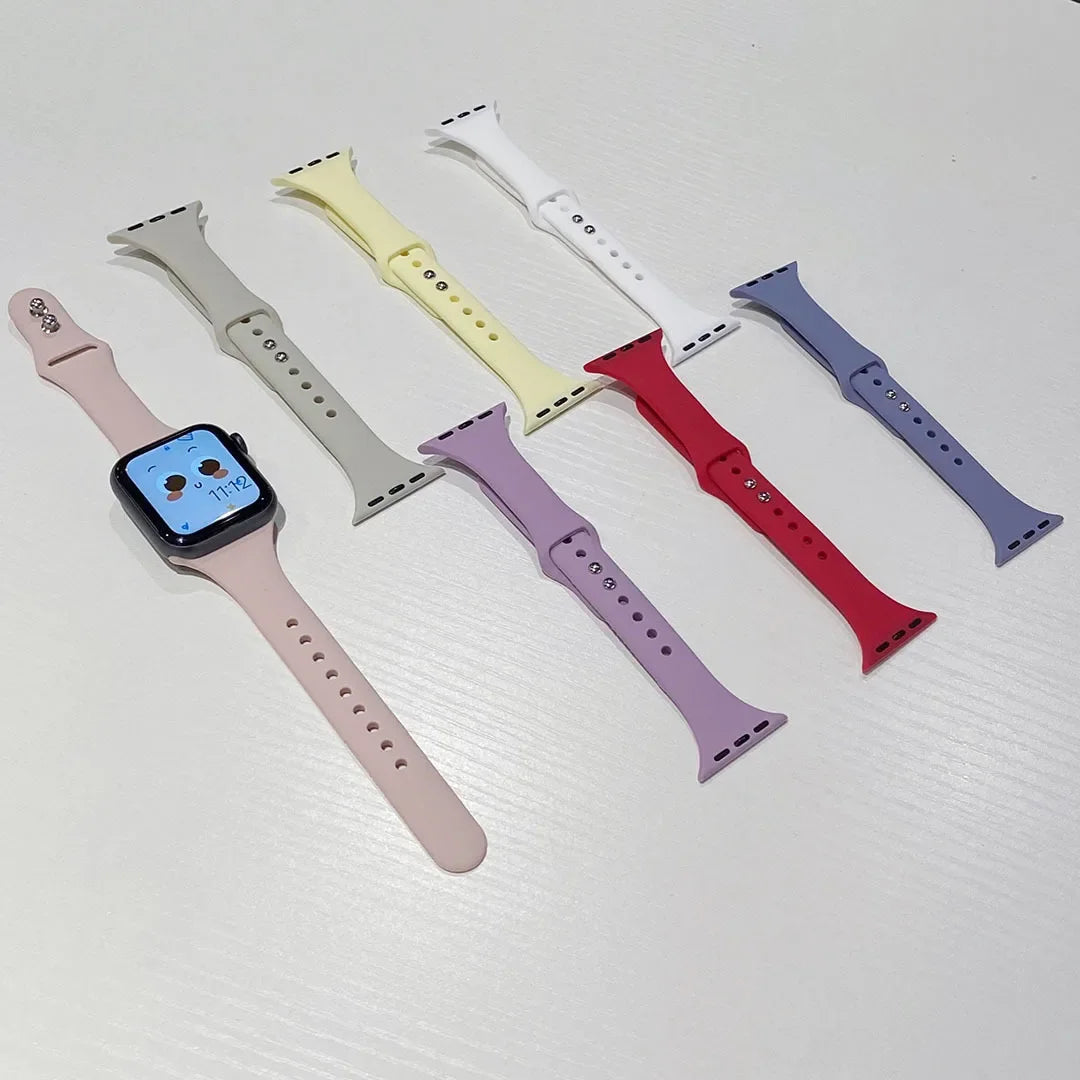 Slim Silicone Strap for Apple Watch Band 44mm 40/42mm 45/41mm 38 44 MM bracelet iWatch series 8 7 6 5 SE 4 3 9 10 ultra 3 2 49mm