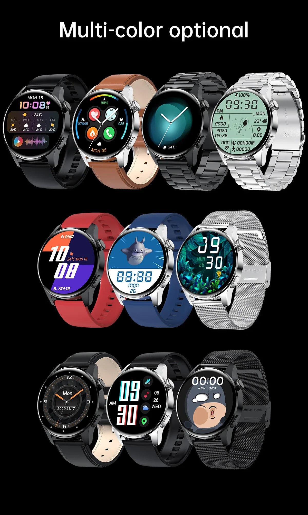 FILIEKEU SmartWatches Men Women Bluetooth Call Sports Fitness Smart Watches Man Fashion Black Silicone Smart Watch Woman