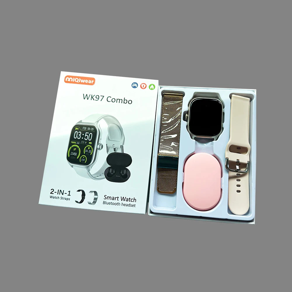 2024 New 2.09 Inch wk97 combo Reloj Inteligente wk97 Smart Watch for women Series 9 smart watch 2 in 1 with earbuds