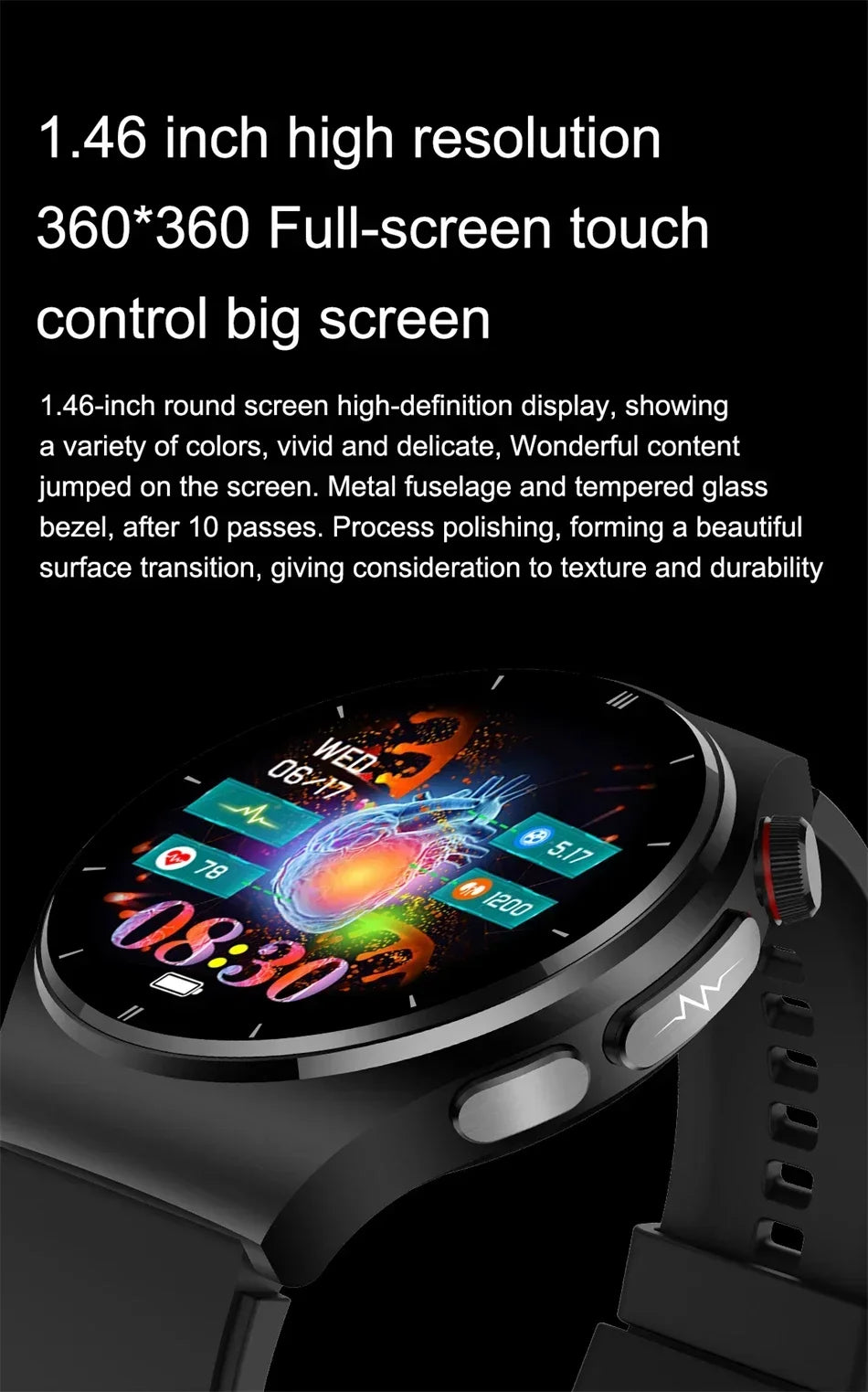 2024 New Medical Grade Bluetooth Call Smart Watch Men Blood Glucose Blood Fat Uric Acid ECG+PPG Monitoring Health Smartwatch Men