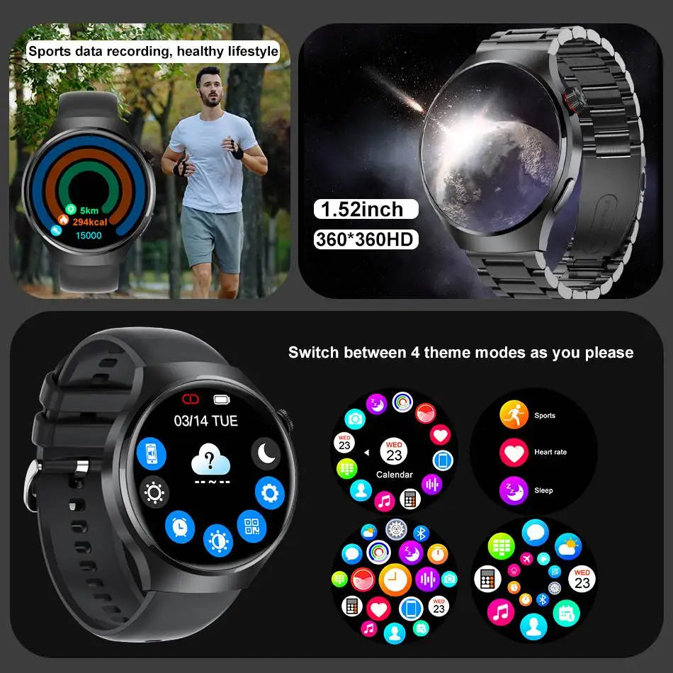 For HUAWEI GT4 Pro GPS NFC Smart Watch Men 360*360 AMOLED Screen Heart rate Bluetooth Call IP68 Waterproof Man Smartwatch 2024