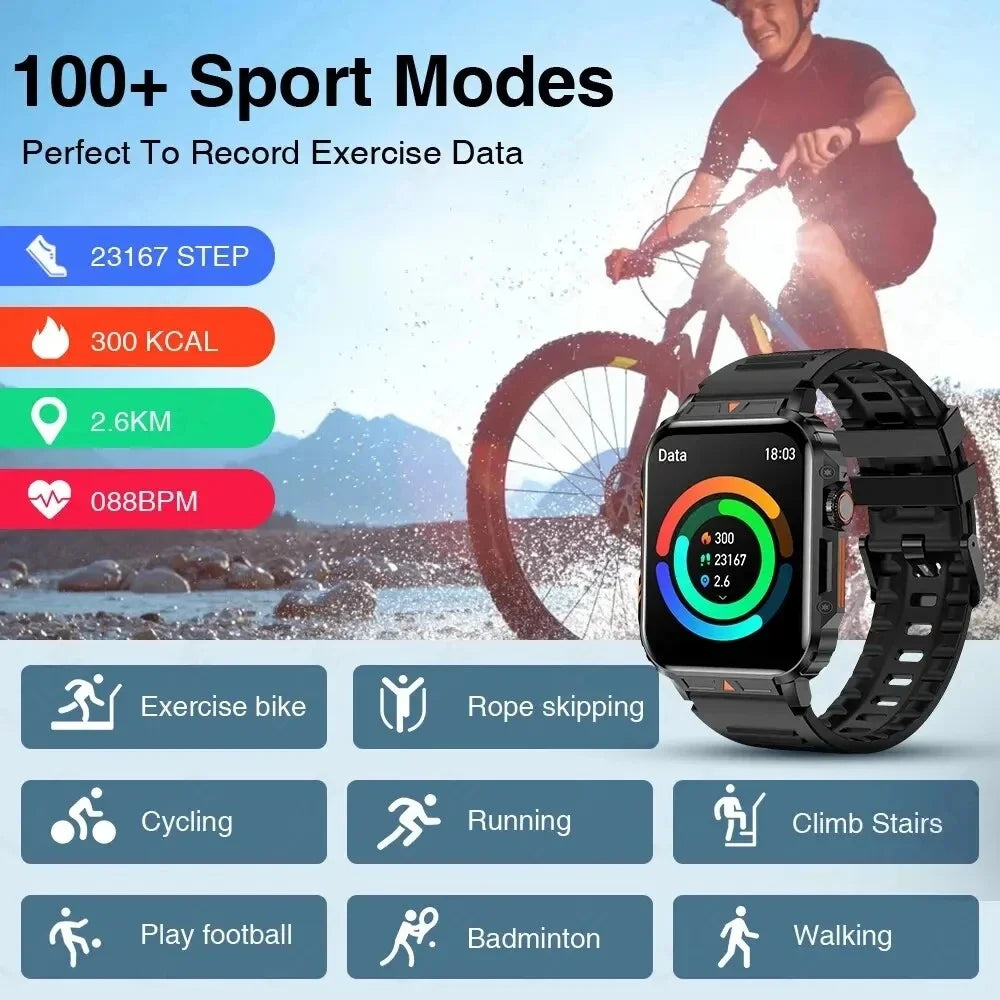 Rugged Military Smart Watch Men AMOLED HD Screen Heart Rate Bluetooth Call GPS Outdoor Sport Tracker Health IP68 SmartWatch 2024