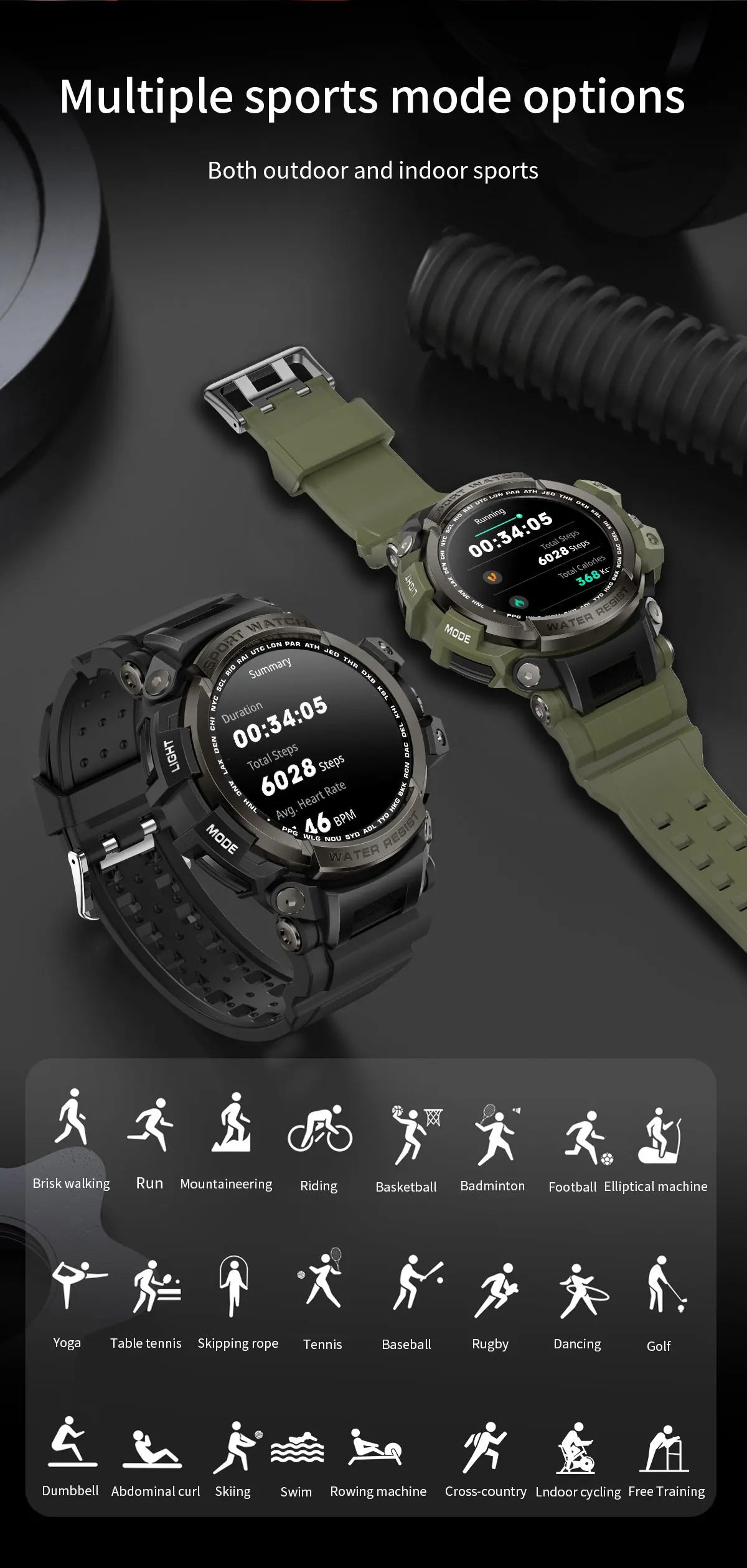 Smart Watch 2024 Android IOS For Man IP68 Waterproof Smartwatch Blood Oxygen Heart Rate Bluetooth Voice Call More Sport Modes