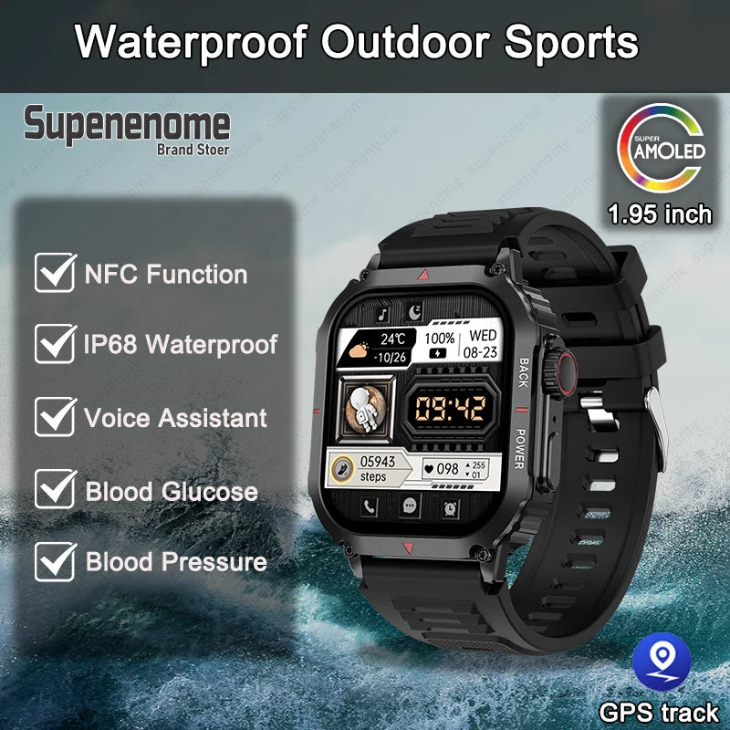 2024 Men GPS Smart Watch NFC Voice Call Watches Alititude Pressure Fitness Tracker Heart Rate Monitor Outdoor Sports Smartwatch