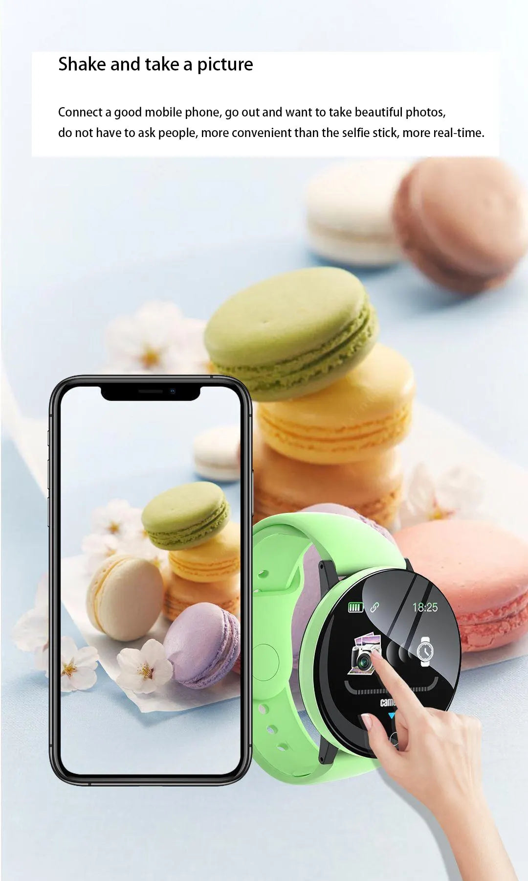 D18 Macaron Real Stepcount B41 Smart Watch Exercise Stepcount Connected Smartwatches For Men And Women Available Android Phone