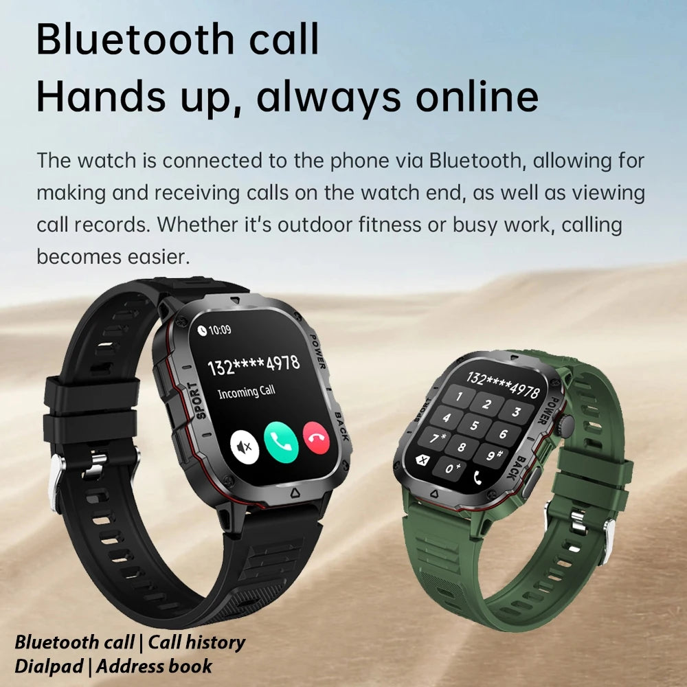 2024 New Military Smartwatch Men GPS Sports Tracker 420mAh Large Battery AI Voice Assistant Bluetooth Call Outdoor Smart Watch