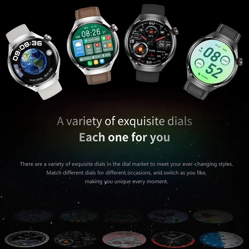 2024 New Fashion Smart Watch Mens IP68 NFC GPS Tracker AMOLED 360*360 HD Screen Heart Rate Monitor Bluetooth Call SmartWatch+Box