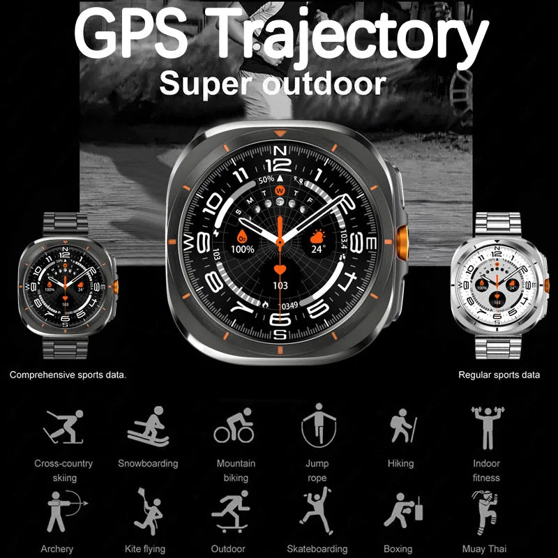 2024 New GPS For Samsung Galaxy Watch 7 Ultra AMOLED Compass Smart Watch Men NFC Bluetooth Call Track Waterproof Men Smartwatch