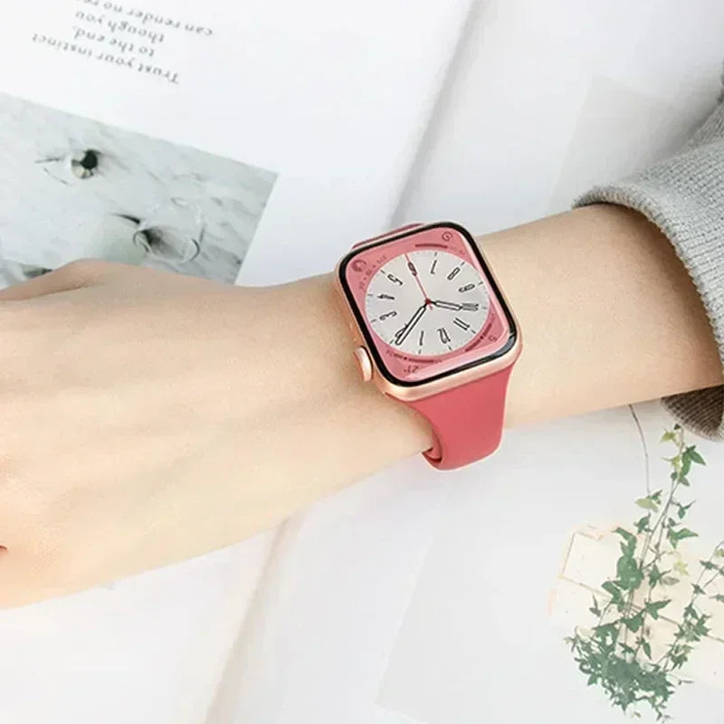 Slim Silicone Strap for Apple Watch 44mm Band 40 mm 45mm 38mm 40mm 49mm Bracelet iWatch Serie 8 7 6 5 SE 4 9 10 ultra 3 2 Correa