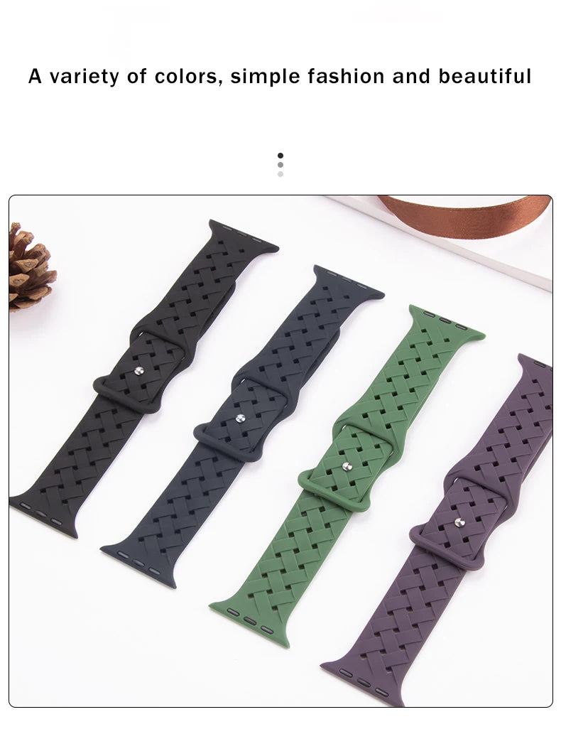 Braided Silicone Strap For Apple Watch 9 Band 41mm 45mm Woman 38mm 44mm 40mm 49mm 42mm Bracelet Correa iWatch 8 7 3 4 5 6 Ultra