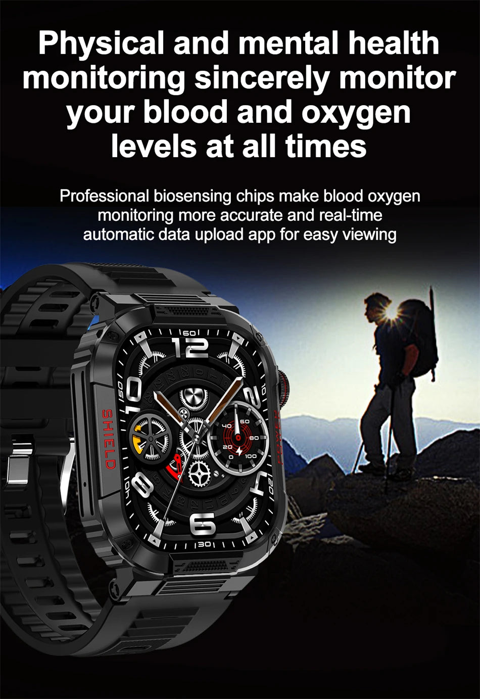 Rugged Military 2.02 inch Smart Watch Men's Bluetooth Call Fitness Tracker 2024 New Waterproof Smartwatch For Men For Xiaomi IOS