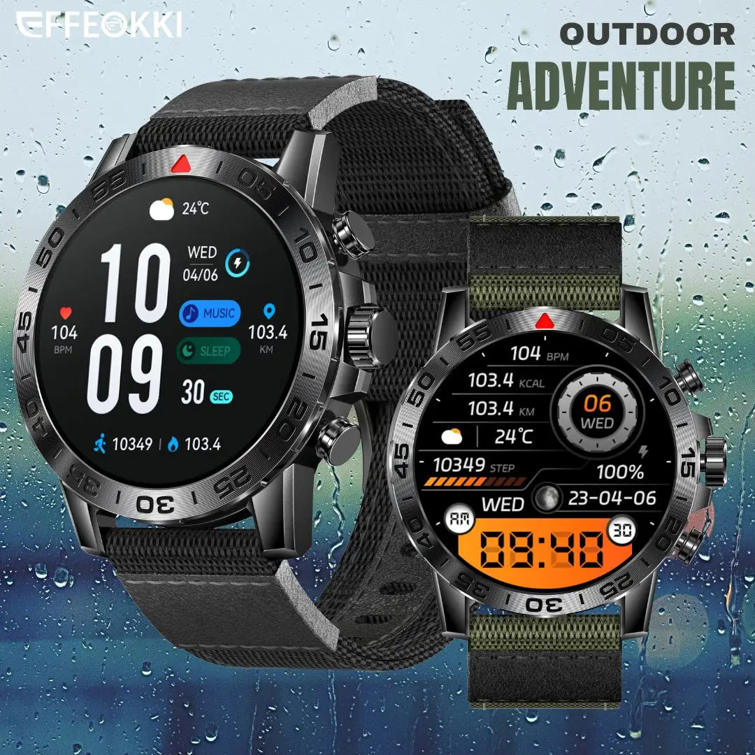 New Outdoor Smartwatch 2024 Bt Call Fitness Tracker Blood Oxygen Music Control Military Rugged Smart Watch Men