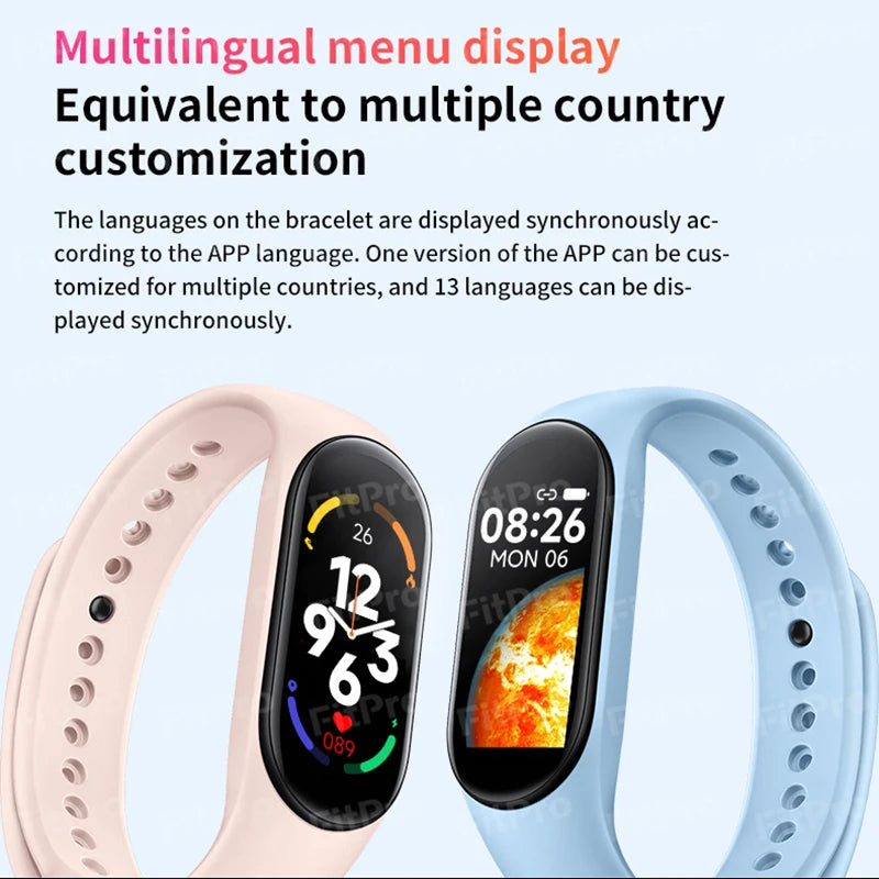 M7 Smart Watch Men Women Bluetooth Call Reminder Heart Rate Fitness Tracker Smartband Fashion Smart Sport Bracelet for Mi Band 7