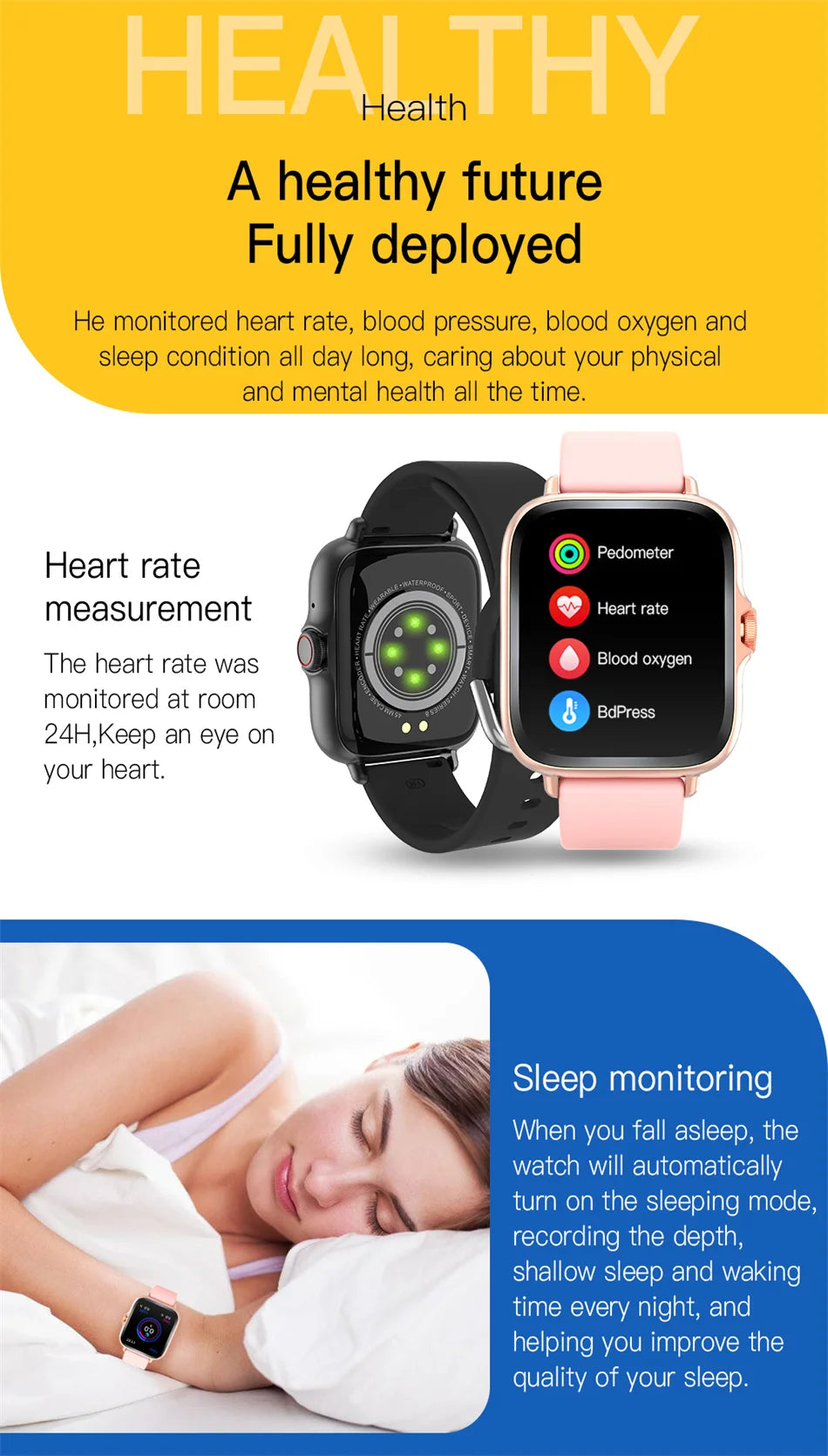 Sport Smartwatch Men and Women Full-screen Touch BRUBOSES Health Monitoring BT Call Waterproof Smart Watch For IOS Android 2024