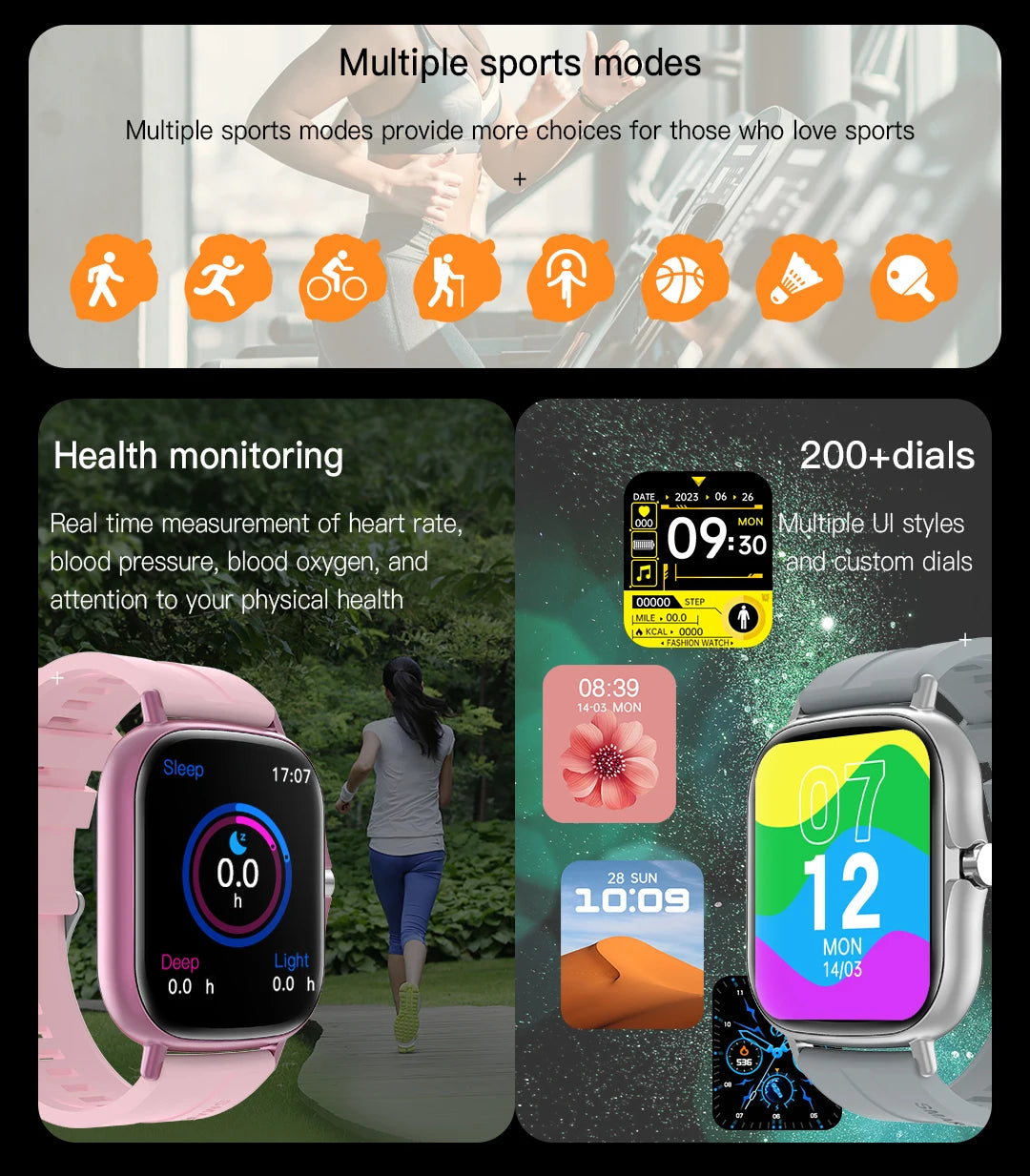 Smart Watch 2024 New 2.01 Inch HD Screen BRUBOSES Bluetooth Call Sleep monitoring Sport Tracker Waterproof Women Men Smartwatch