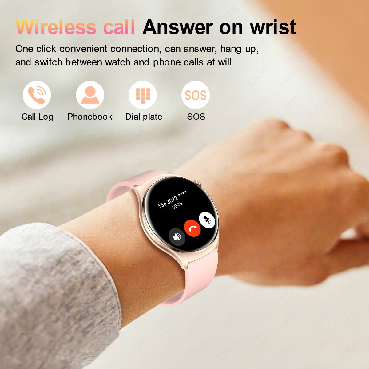 LIGE New 1.43 Inch AMOLED Screen Smart Watch 2024 Bluetooth Call Watches For Women Health Monitor Sport Fitness Women Smartwatch