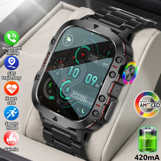 For Huawei Men Smart Watch 1.96 Inch HD Screen Custom Dial Bluetooth Call Blood Oxygen Sports Water Proof SmartWatch 2024 New