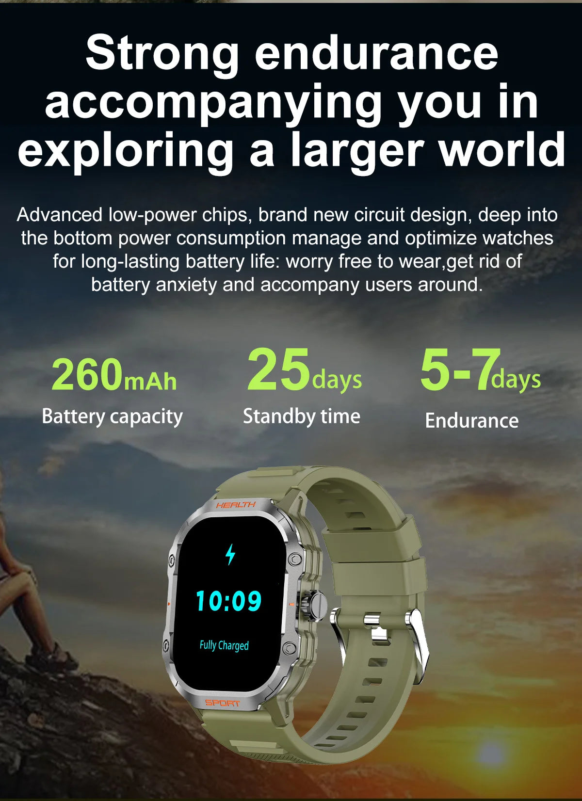 2024 New Rugged Military Fitness smartwatch For Men For Android IOS 3ATM Waterproof Sports Ai Voice Call Smartwatch Outdoor