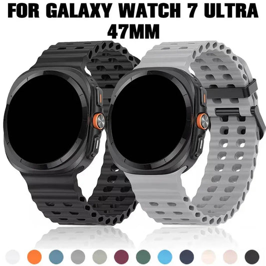 No Gaps Strap for Samsung Galaxy Watch 7 Ultra Band Soft Silicone Breathable Bracelet for Galaxy Watch 7 Ultra 47MM Accessories