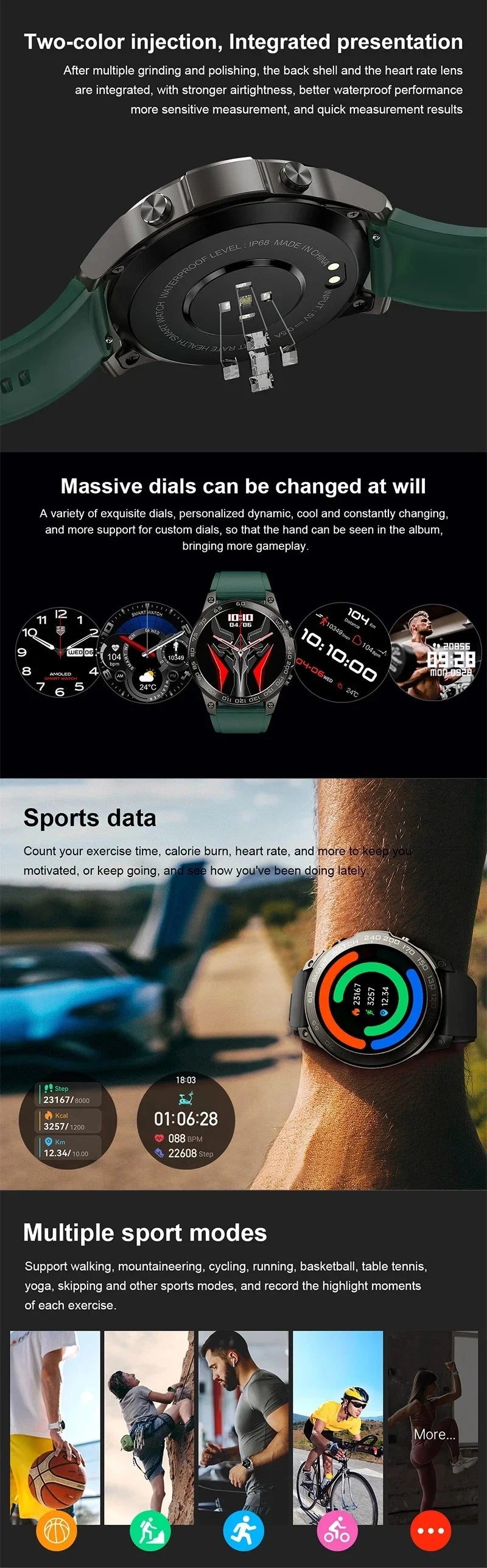 2024 DM50 Smart Watch 1.43inch AMOLED HD Large Screen Men Bluetooth Call NFC Smartwatch Sports Fitness Tracker 400mAh Battery