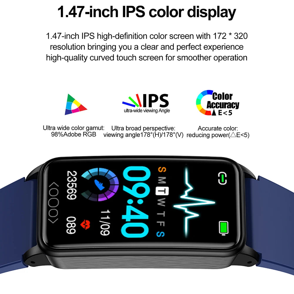 TK71Pro Smart Watch 1.47 Inch Touch Screen Fitness Tracker Smartwatch Heart Blood Oxygen Sleep Monitor IP68 Waterproof Watch