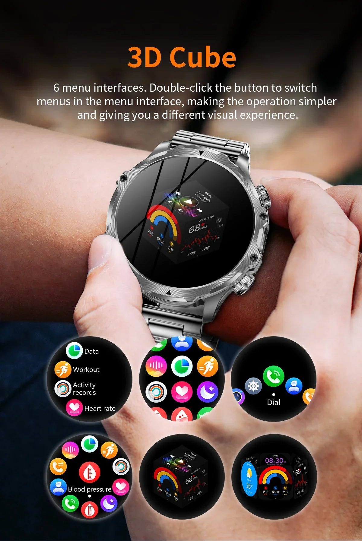 2024 New V69 Pro Smart Watch 1.9 inch HD Screen Flashlight Mens Outdoor Smartwatch AI Voice BT Call Blood Oxygen 700mAh Battery