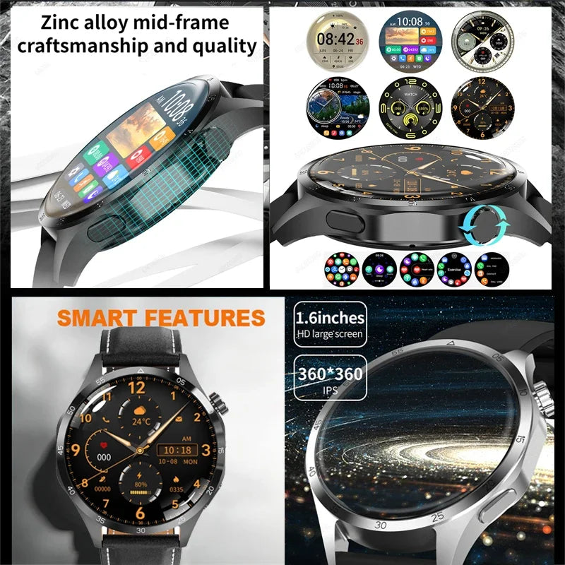 For Huawei Xiaomi Smart Watch Men NFC GPS Tracker AMOLED 360*360 HD Screen Heart Rate Bluetooth Call SmartWatch 2024 Men's Watch