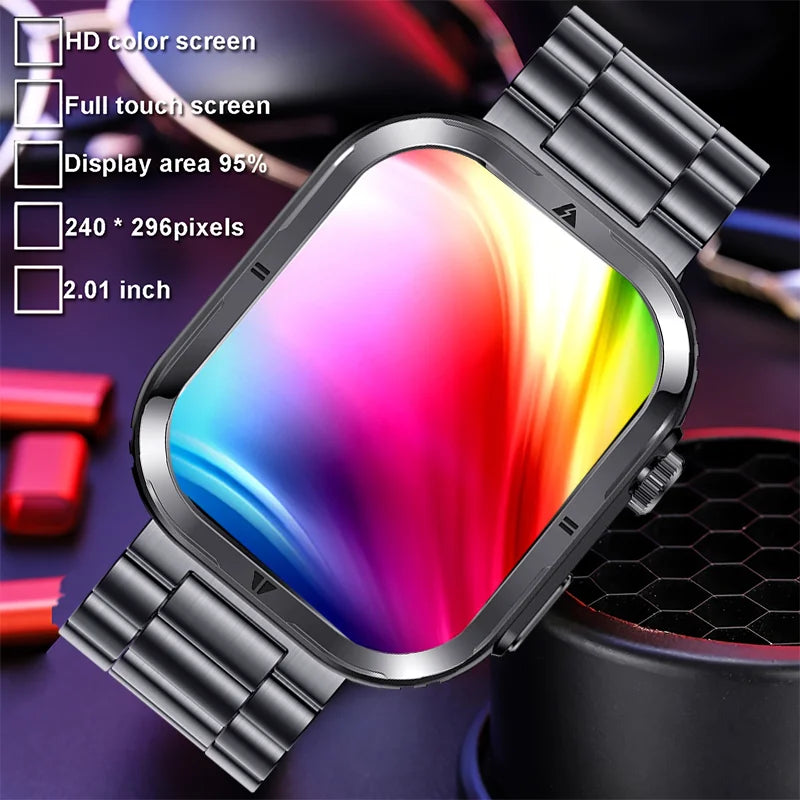 New Rugged Military Black Smart Watch Men For Android Xiaomi Ios 3ATM Waterproof Sport Fitness Ai Voice Smartwatch Outdoor 2024